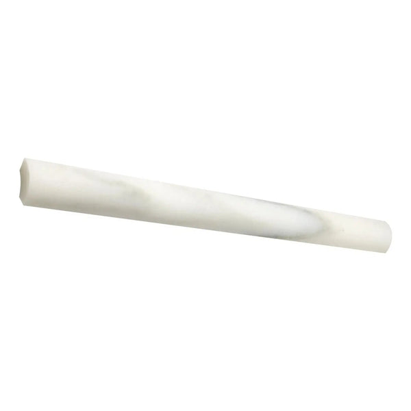 White marble cylinder from Calacatta Oliva Marble 1X12 Quarter-Round Molding Trim