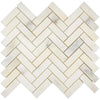 Calacatta Oliva Marble 1X3 Herringbone Mosaic Tile in polished or honed finish