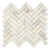 Herringbone marble tile pattern of Calacatta Oliva Marble 1X3 Mosaic Tile polished or honed