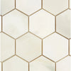 Calacatta Oliva Marble 2-inch Hexagon Mosaic Tile in polished or honed finish
