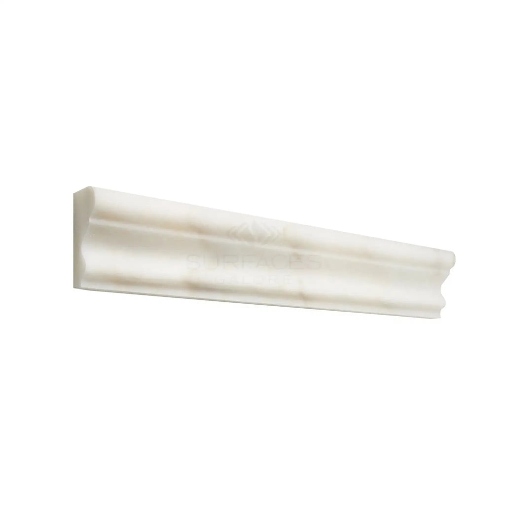 Calacatta Oliva Marble 2X12 Milano Molding Trim in polished or honed white marble