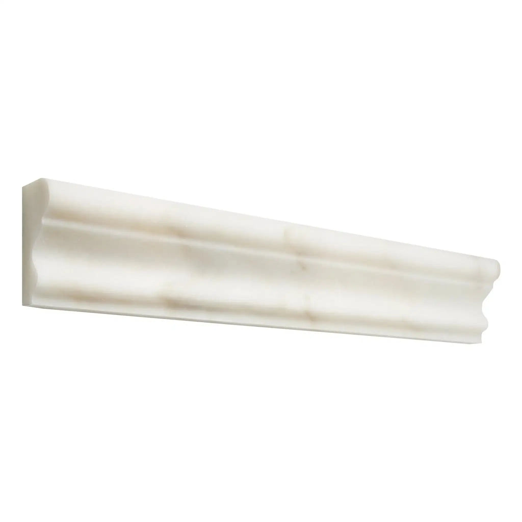 Calacatta Oliva Marble 2X12 Milano Molding Trim in polished or honed white marble