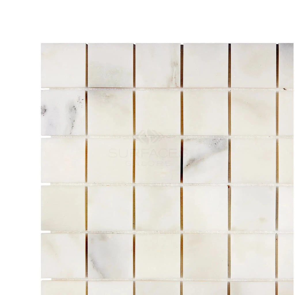 Calacatta Oliva Marble 2X2 Polished or Honed White Marble Mosaic Tile Display