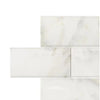 Calacatta Oliva Marble 2X4 Brick Deep-Beveled Mosaic Tile Polished-Honed in white marble pattern