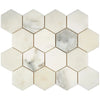 Calacatta Oliva Marble 3 inch Hexagon Mosaic Tile in polished finish for elegant design