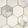 Calacatta Oliva Marble 3 inch Hexagon Mosaic Tile featuring a polished or honed finish