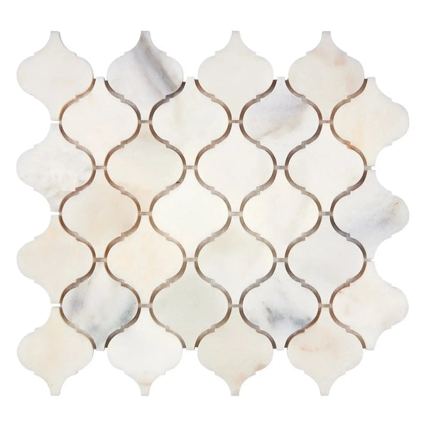Arabesque marble mosaic tile, Calacatta Oliva 3 inch, polished or honed finish