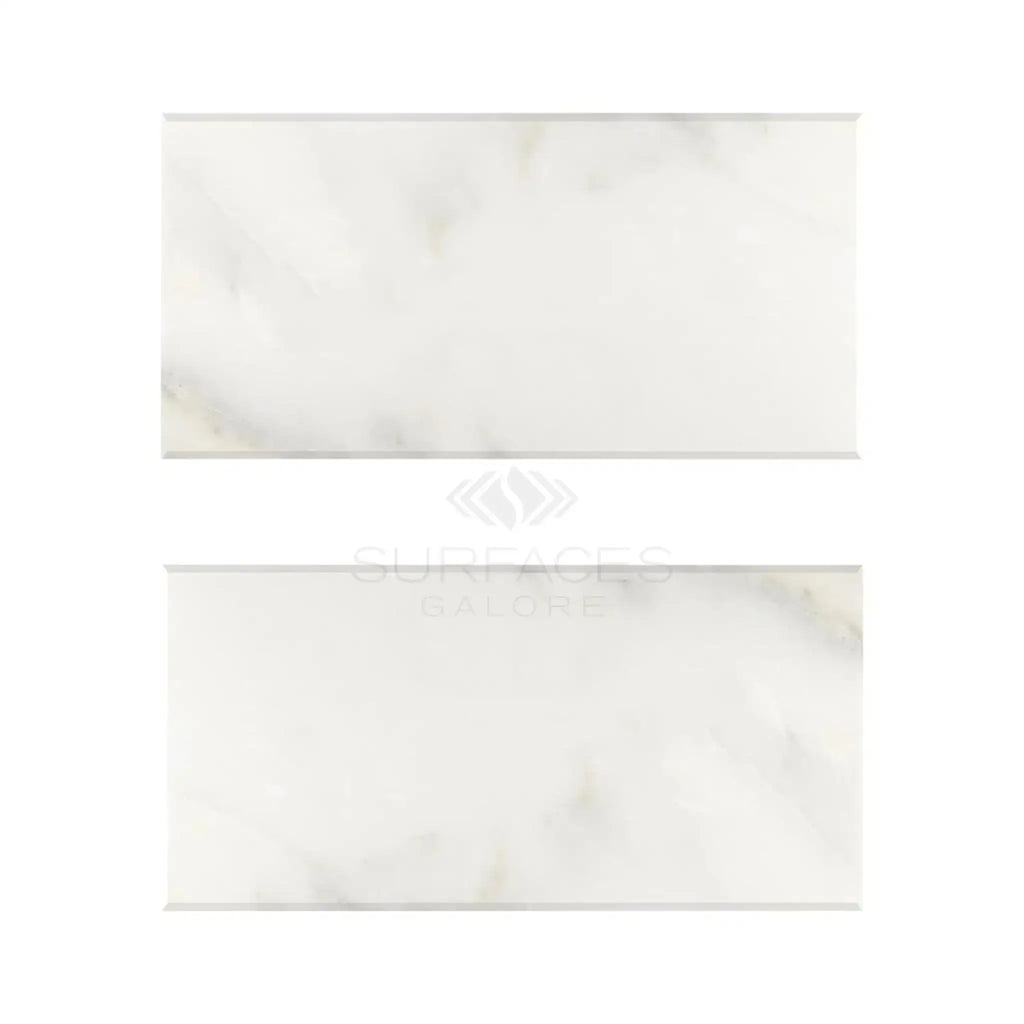 Calacatta Oliva Marble 3X6 Deep-Beveled Tile in Polished-Honed Finish