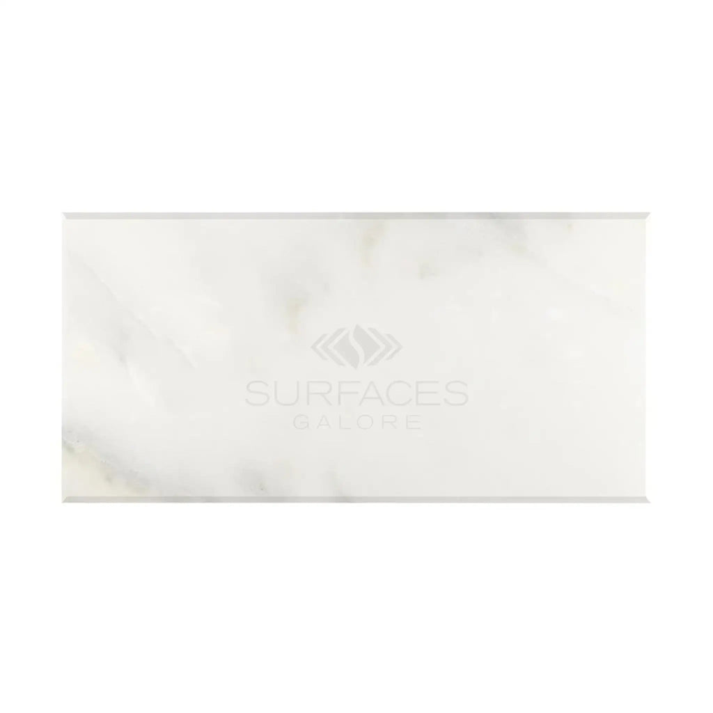 Calacatta Oliva Marble 3X6 Deep-Beveled Tile Polished-Honed Rectangular White Slab