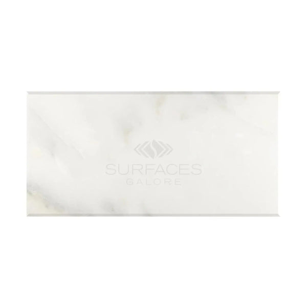 Calacatta Oliva Marble 3X6 Deep-Beveled Tile Polished-Honed Rectangular White Slab
