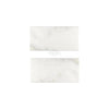 Two Calacatta Oliva Marble 3X6 Deep-Beveled Polished-Honed tiles in white
