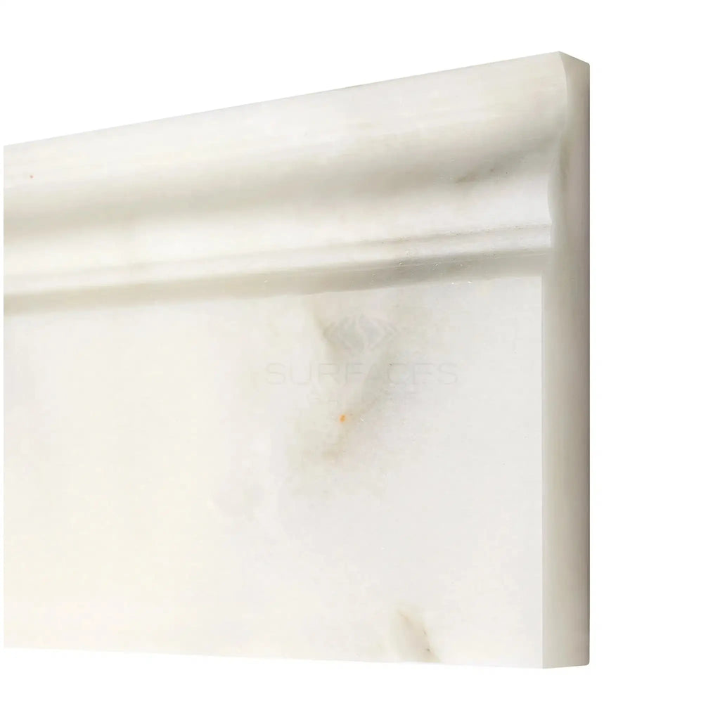 Calacatta Oliva Marble Baseboard Molding Trim in White Marble Finish Polished or Honed