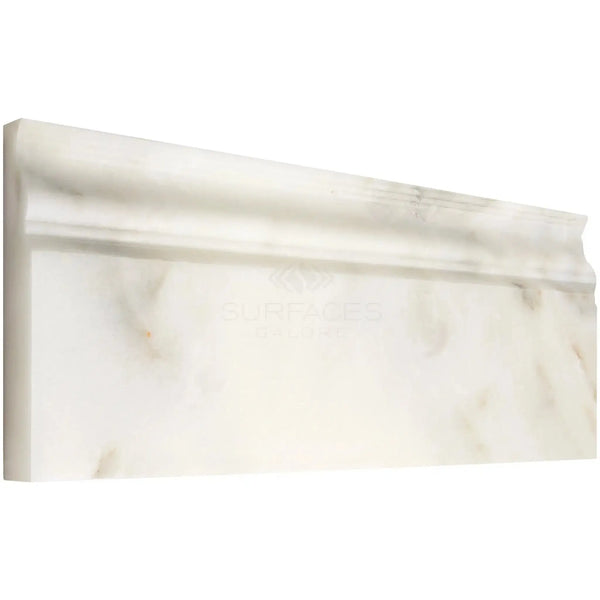 Calacatta Oliva Marble 4 3/4X12 Baseboard Molding Trim in White Polished or Honed Finish