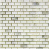 Calacatta Oliva Marble 5/8X1 1/4 Brick Mosaic Tile in White Marble Display
