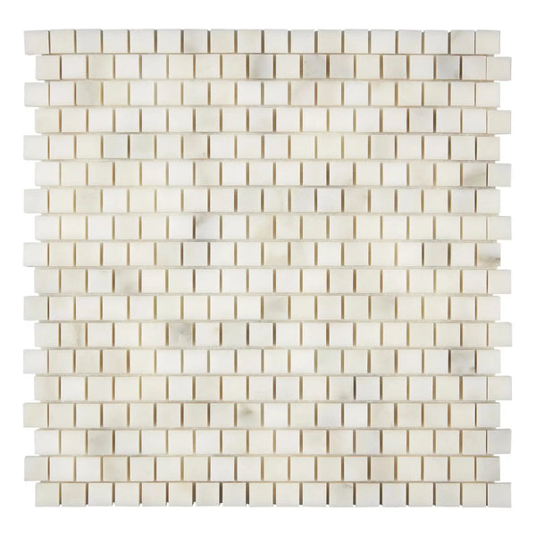 Calacatta Oliva Marble 5/8X5/8 Staggered Mosaic Tile Sheet in Polished Finish