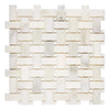 Woven white marble tile showcasing Calacatta Oliva in polished or honed finish