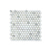 White and gray penny tile sheet from Calacatta Oliva Marble Mosaic collection