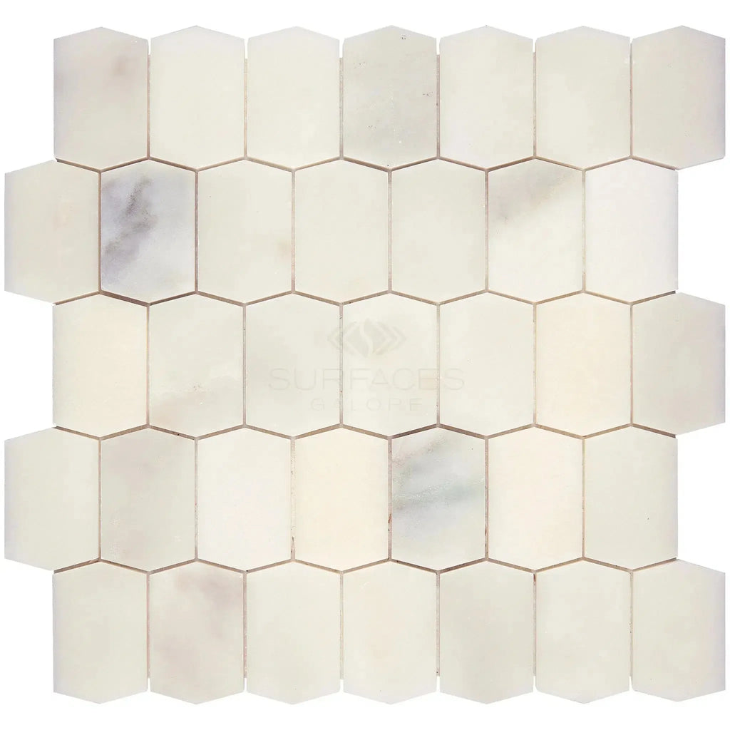 White marble mosaic tile sheet of Calacatta Oliva Marble Picket Mosaic Tile Polished or Honed