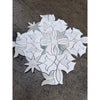 Calacatta Verde Royale Blossom 12x12 honed marble mosaic tile with white floral patterns and subtle gray veining