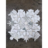 Calacatta Verde Royale Blossom marble mosaic tile 12x12 honed white with intricate floral patterns and subtle gray veining