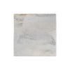 A square white calacatta verde royale marble 12x12 tile coaster with subtle gray veining and a textured surface