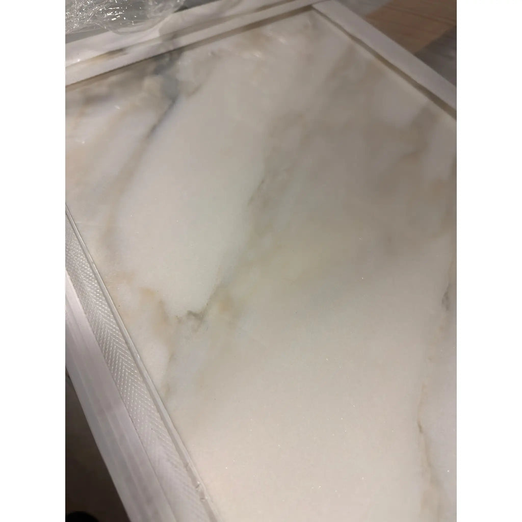 Calacatta Verde Royale Marble 12x24 Polished Tile on Sleek Countertop