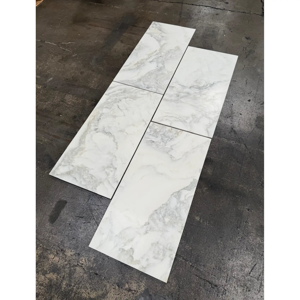 Calacatta Verde Royale Marble 12x24 Polished Tile with Gray Veins