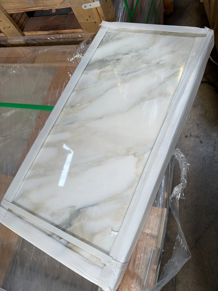 Calacatta Verde Royale Marble 12x24 Polished Tile with Gray Veining