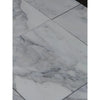 Calacatta Oliva Marble 18x18 tiles with white marble look and gray veining