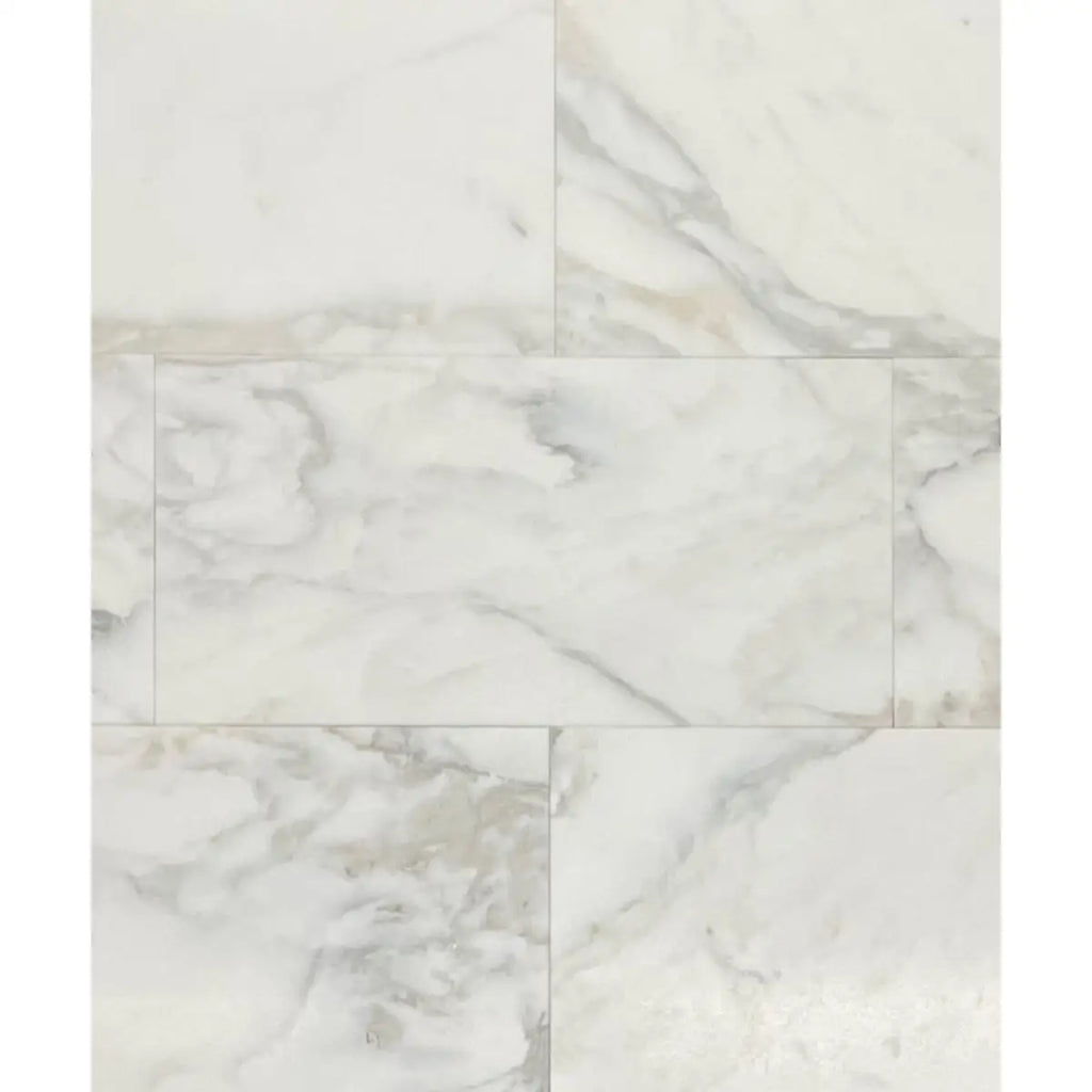 White Calacatta Oliva Marble mosaic wall tile with grey veining for elegant interiors