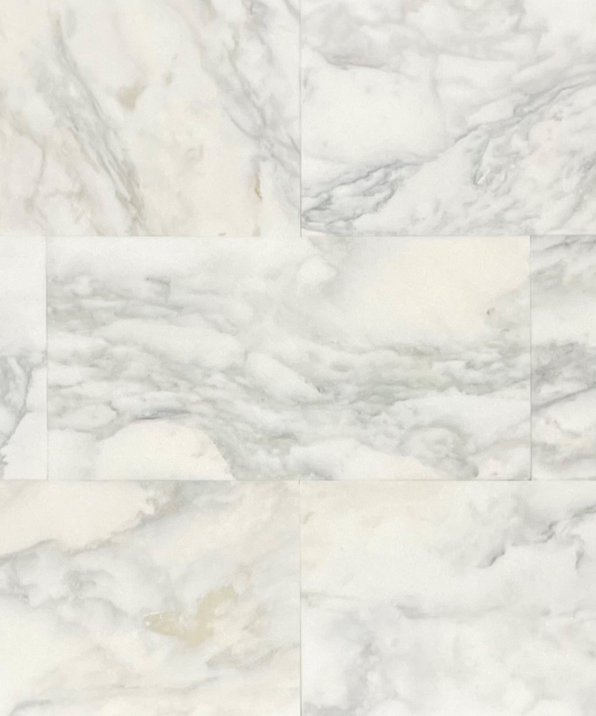 White Calacatta Oliva Marble 18X36 tiles with grey veining for polished or honed flooring