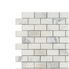 Calacatta Oliva Marble 1x2 Brick Mosaic Tile in polished white marble design