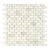 Calacatta Oliva Marble 1X2 Brick Mosaic Tile in polished and honed white marble design