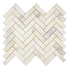 Herringbone marble tile pattern of Calacatta Oliva Marble 1X3 Mosaic Tile polished or honed