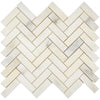 Calacatta Oliva Marble 1X3 Herringbone Mosaic Tile in polished or honed finish