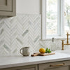 Calacatta Verde Royale marble 1x6 white marble herringbone mosaic tile polished or honed for backsplash use