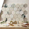 Calacatta verde royale marble 2 inch hexagon mosaic tile polished white marble with black veining wall display