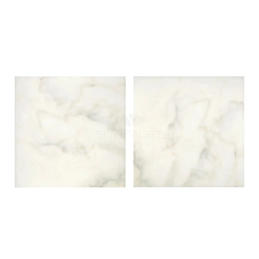 Two Calacatta Oliva Marble 24X24 Polished or Honed tiles with elegant marble patterns