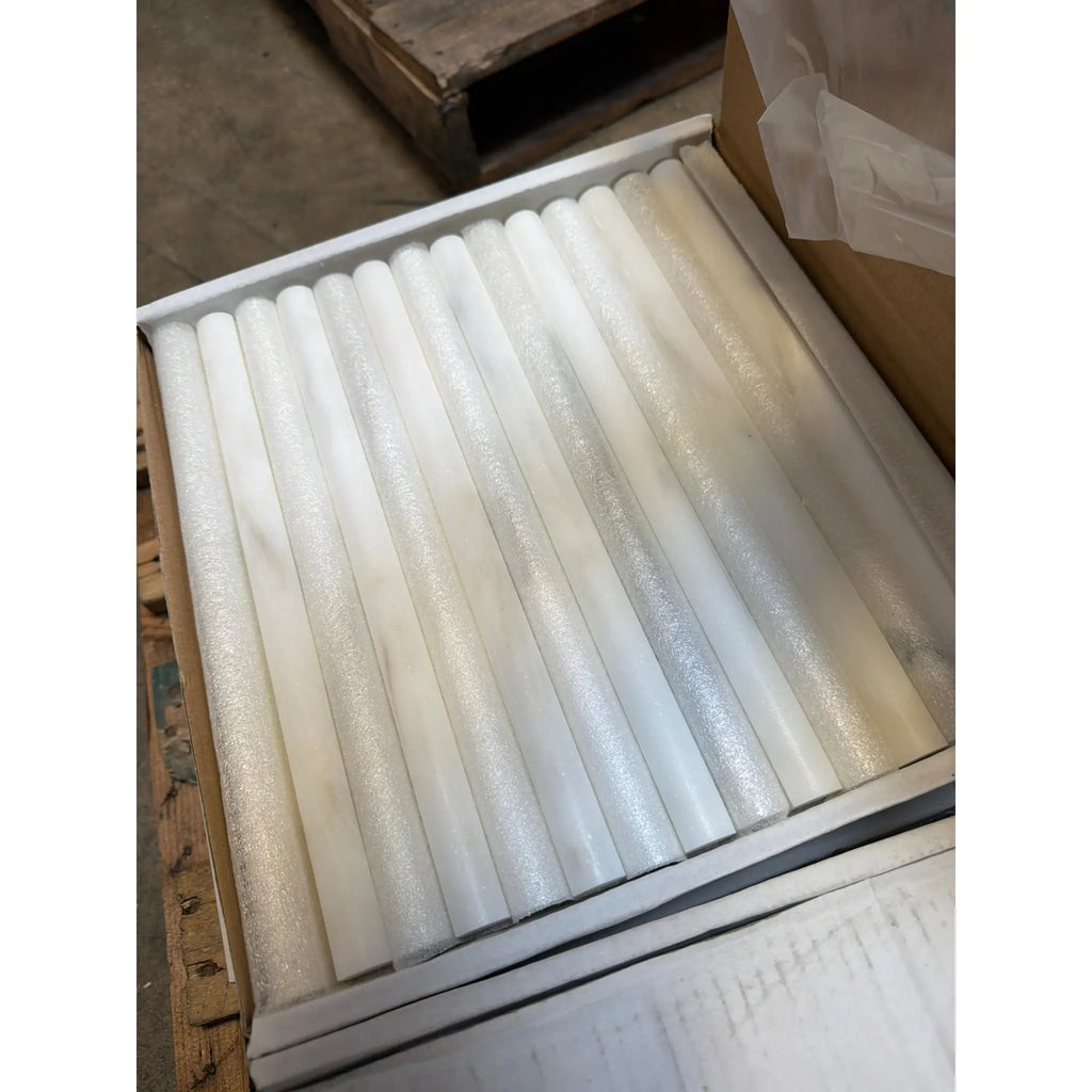 Calacatta Verde Royale marble white candlesticks in box