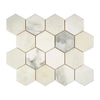 Calacatta Oliva Marble 3 inch Hexagon Mosaic Tile Sheet in Polished or Honed Finish