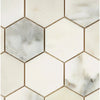 Calacatta Oliva Marble 3 inch Hexagon Mosaic Tile featuring a polished or honed finish