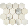 Calacatta Oliva Marble 3 inch Hexagon Mosaic Tile in polished finish for elegant design
