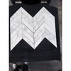 Calacatta Verde Royale marble white 3x12 polished-honed tiles arranged in a chevron mosaic pattern
