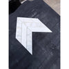 White marble-effect calacatta verde royale marble 3x12 polished-honed tiles arranged in a chevron mosaic pattern