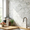 Calacatta verde royale marble 4x12 polished subway tile with white marble pattern and gray veining