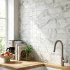 White marble patterned subway tile with gray veining calacatta verde royale marble 4x12 polished or honed finish