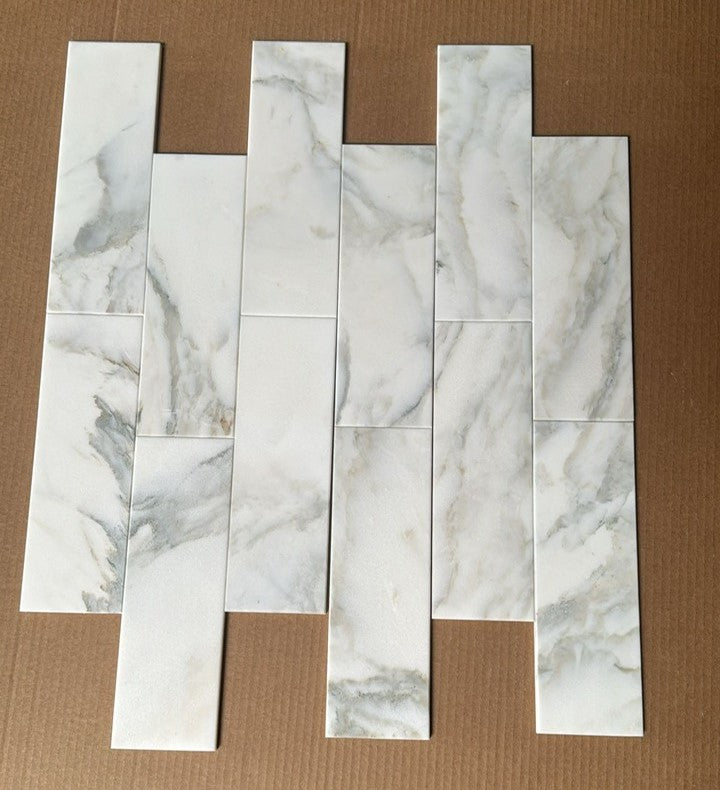 Calacatta Verde Royale Marble 4x12 Polished Subway Tile