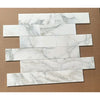 Calacatta Verde Royale Marble 4x12 Polished White Tile with Gray Veining