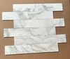 Calacatta Verde Royale Marble 4x12 Polished White Tile with Gray Veining