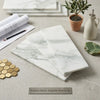 Calacatta Verde Royale marble 4x12 polished or honed tile stacked with white marble and subtle gray veining